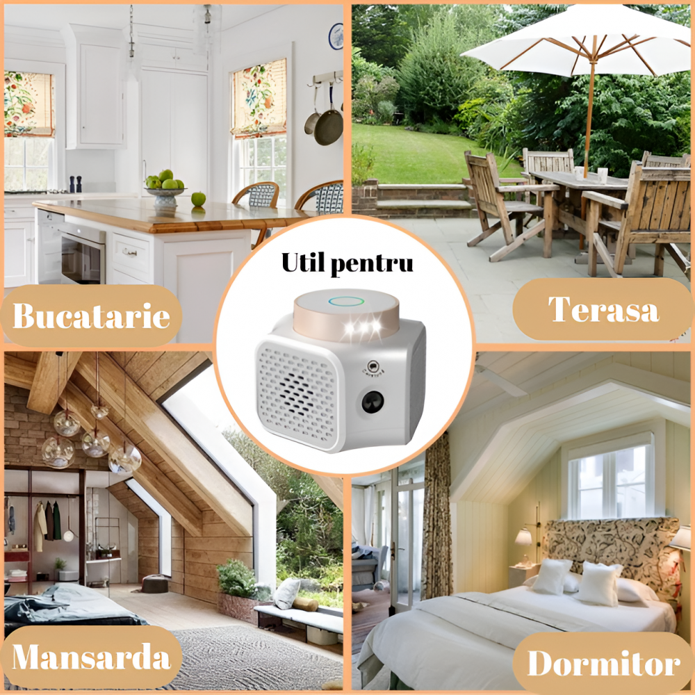 Aparat anti soareci HASEPE, Anti sobolani, Tehnologie duala cu ultrasunete, Actiune 360⁰ si acoperire 120m2, 4 niveluri de intensitate, Lumini intermitente, Frecventa 22-65kHz, Sigur pentru om si anim [4]