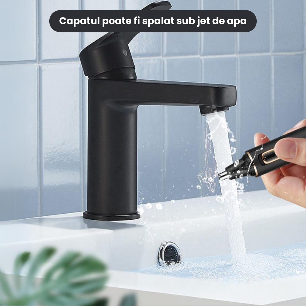 Aparat de tuns HASEPE, reincarcabil, 3 capete pentru tuns parul din nas si urechi, din zona sprancenelor sau parul corporal, Negru [6]