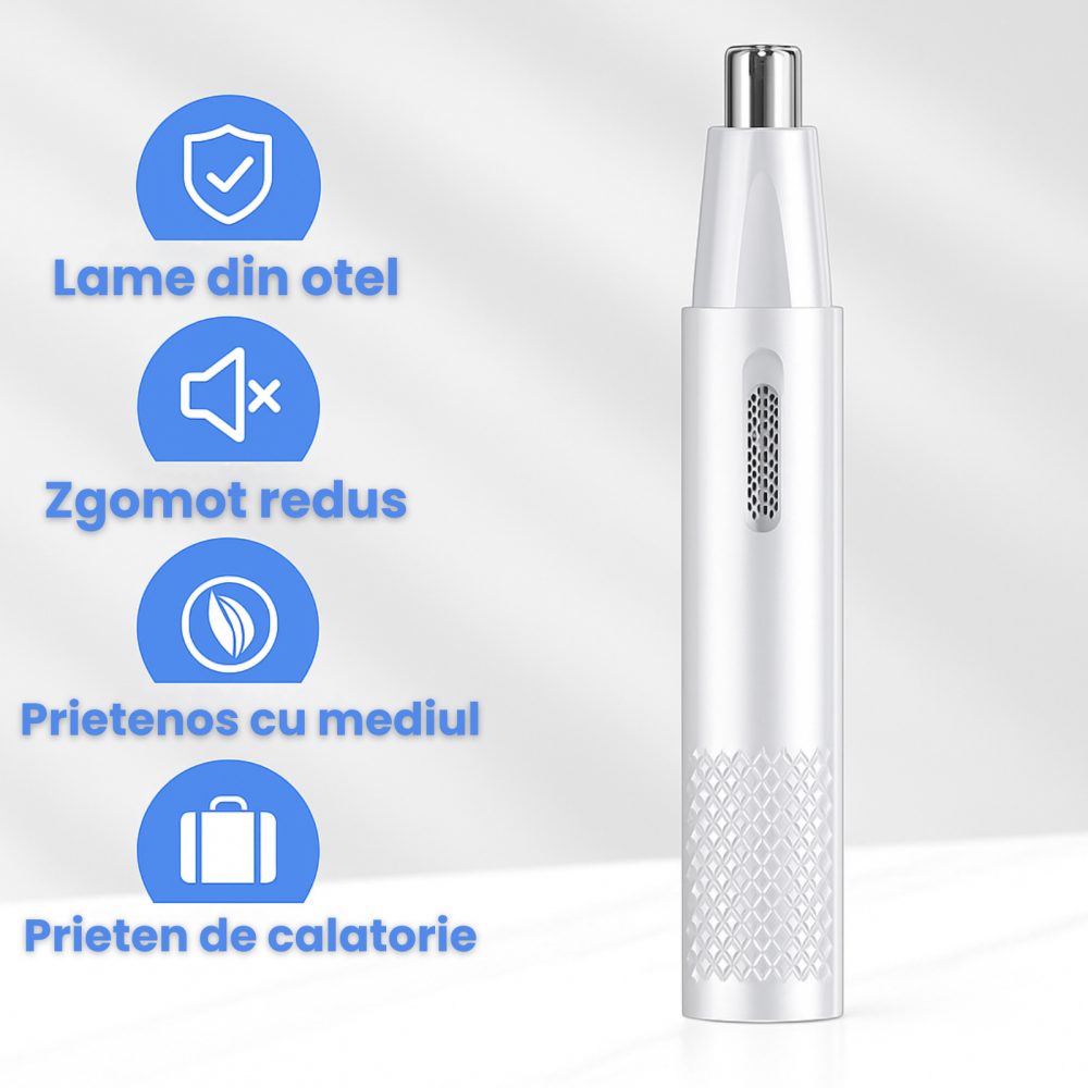 Aparat de tuns parul din nas si urechi sau din zona sprancenelor, incarcare USB, 15 x 1 CM, Alb [4]