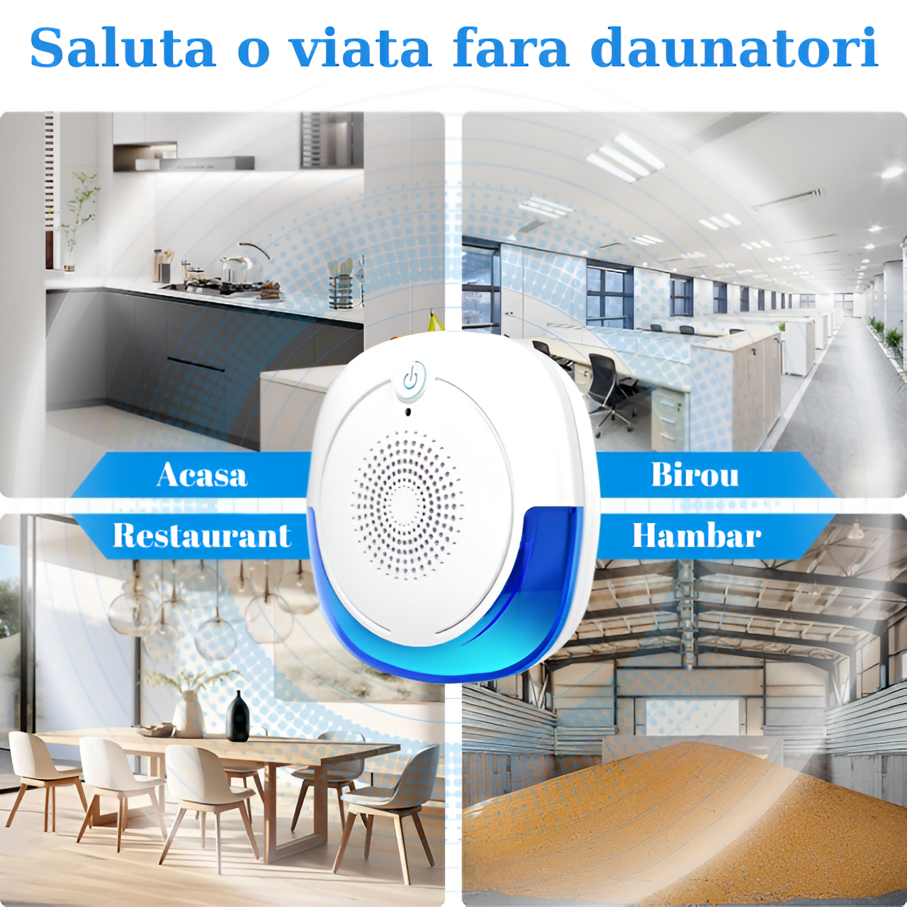 Aparat Impotriva Rozatoarelor si Insectelor HASEPE, Control Electronic cu Ultrasunete 12-150Hz, Anti Gandaci si Tantari, Acoperire 160mp, Protectie 360°, Fara Chimicale, Alb [3]