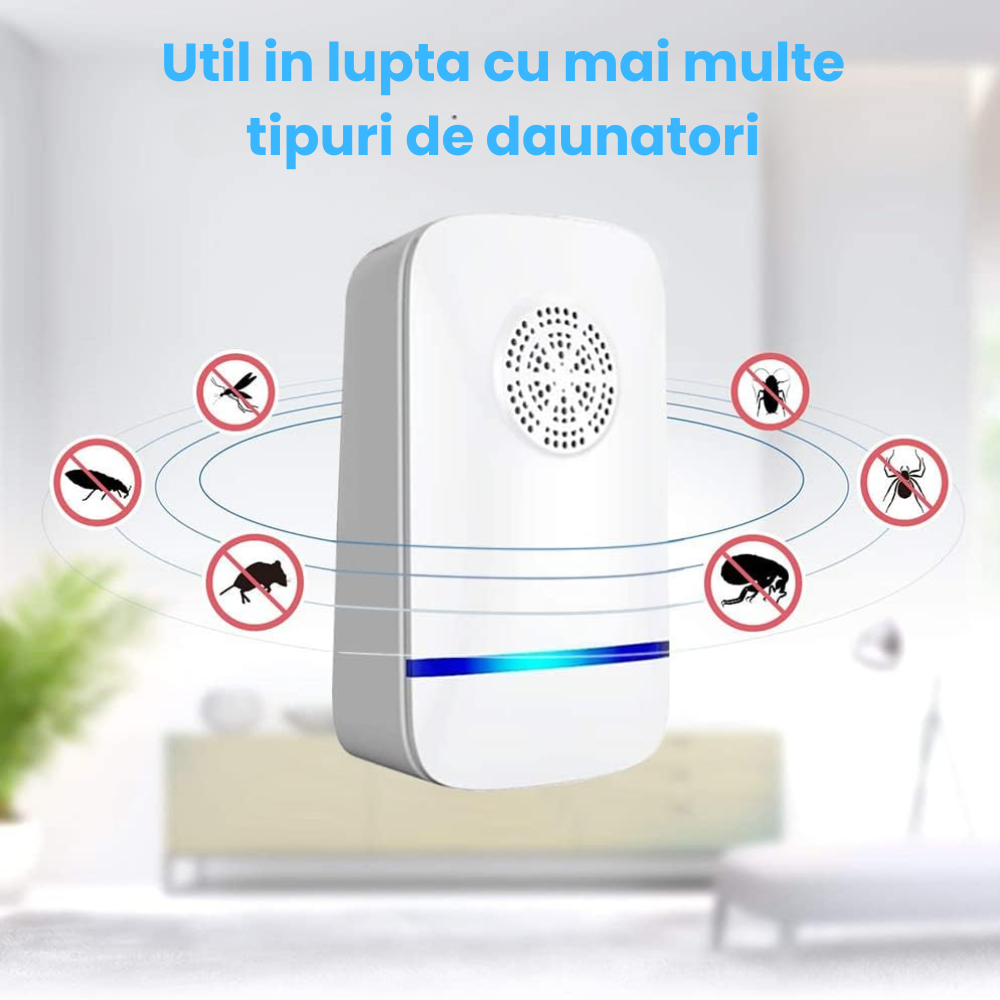 Aparat impotriva rozatoarelor HASEPE, control electronic al daunatorilor, pentru casa, depozit sau garaj, sigur pentru om si animale de companie, Alb/Albastru [6]