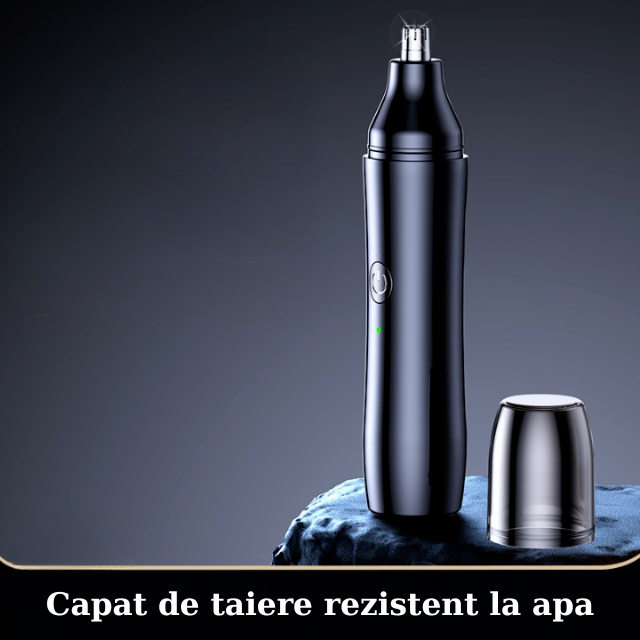 Aparat Tuns Par Nas si Urechi HASEPE, Trimmer Facial Electric USB, Motor 6500 RPM, Lame Inox, Cap Rotativ, Rezistent la Apa, Design 13.5x2.5cm, Negru [2]