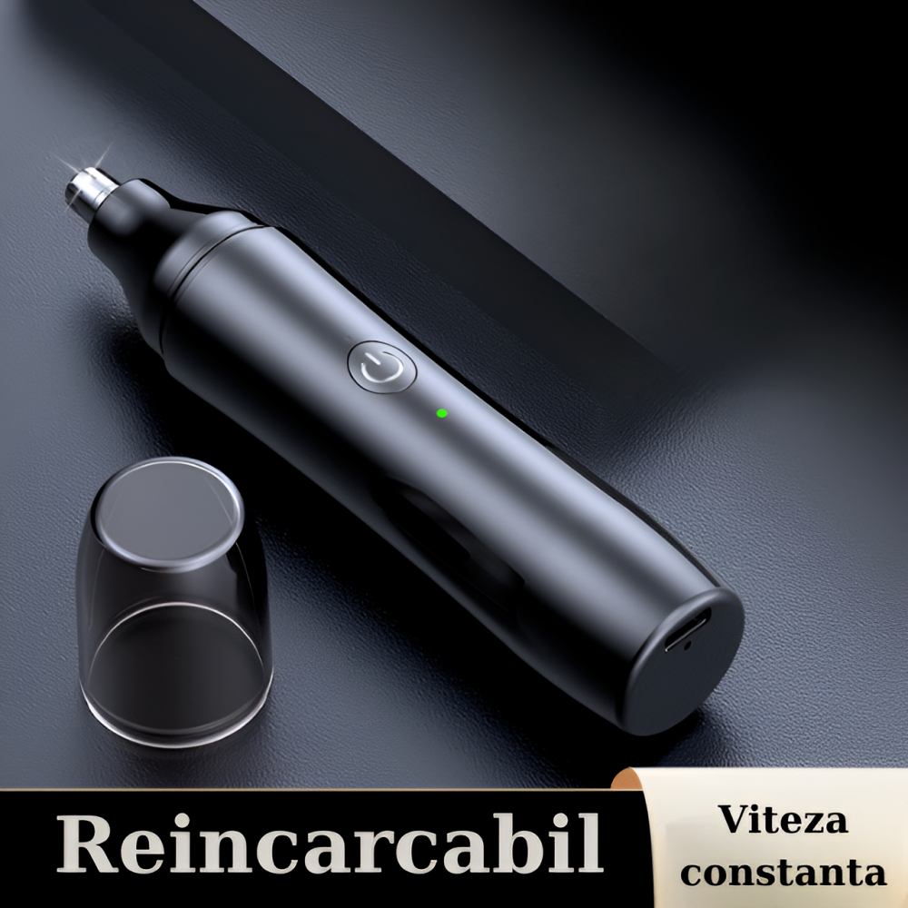 Aparat Tuns Par Nas si Urechi HASEPE, Trimmer Facial Electric USB, Motor 6500 RPM, Lame Inox, Cap Rotativ, Rezistent la Apa, Design 13.5x2.5cm, Negru [7]