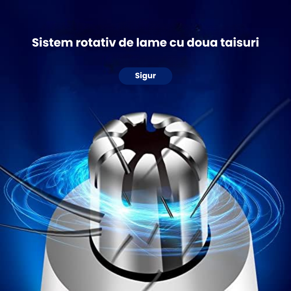 Aparat Tuns Par Nas si Urechi HASEPE, Trimmer Facial Electric, Sistem Taiere Dublu, Motor 6500 RPM, Lame Inox, Cap Rotativ Lavabil, Compact 12.5x2cm, Negru/Gri [2]