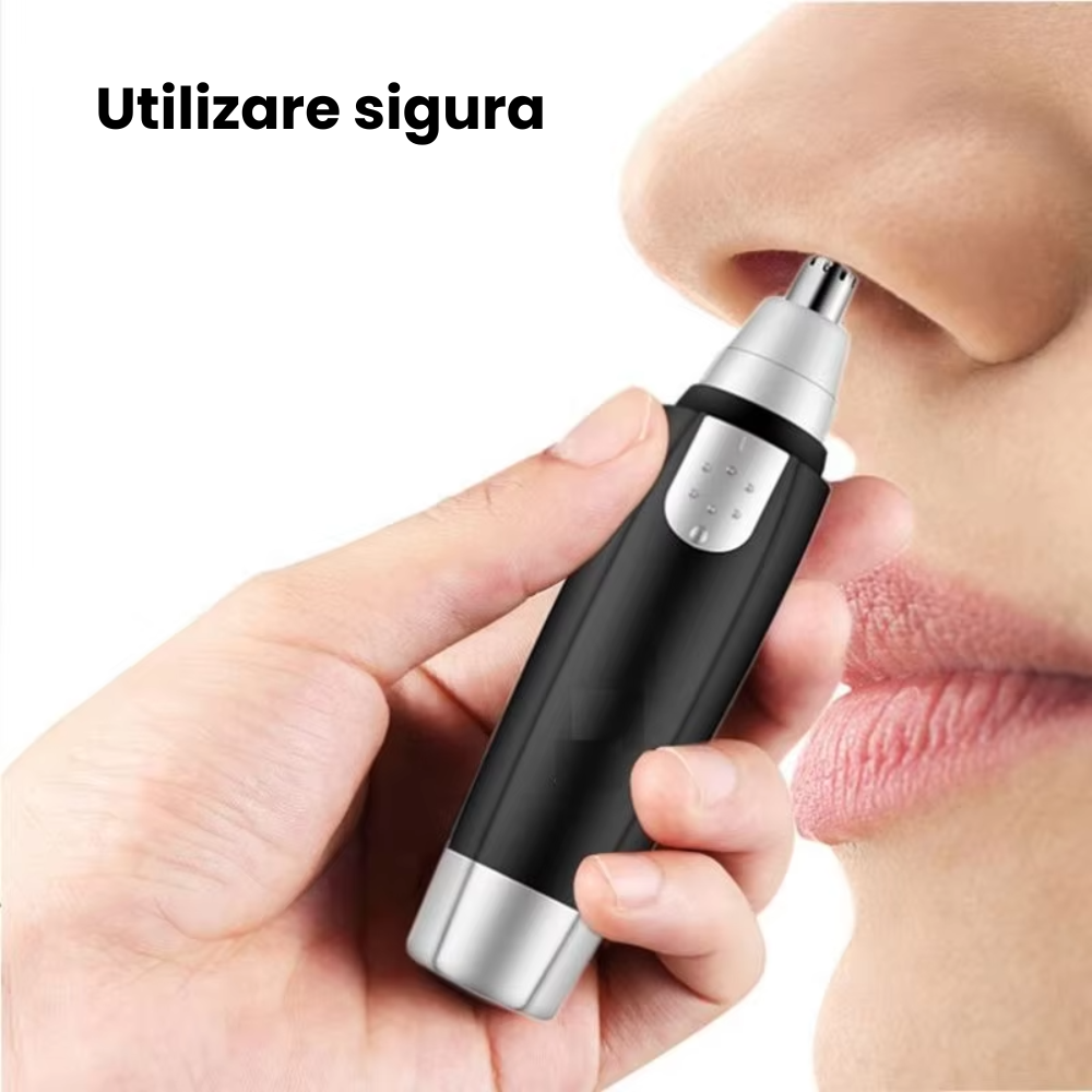 Aparat Tuns Par Nas si Urechi HASEPE, Trimmer Facial Electric, Sistem Taiere Dublu, Motor 6500 RPM, Lame Inox, Cap Rotativ Lavabil, Compact 12.5x2cm, Negru/Gri [7]