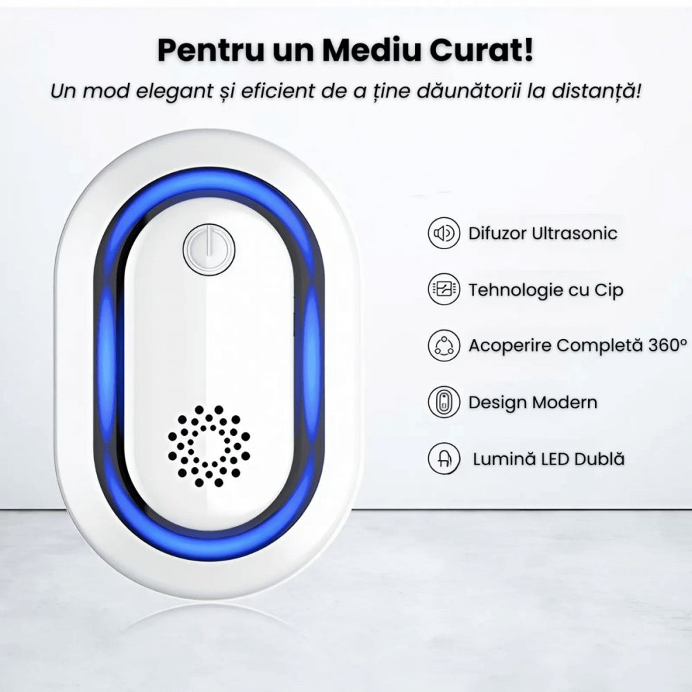 Aparat Repelent Ultrasunete HASEPE, Anti Soareci, Gandaci, Insecte si Rozatoare, Nivele Sensibilitate, Protectie 360, Dual Led, Fara Chimicale, Eficienta Maxima [4]