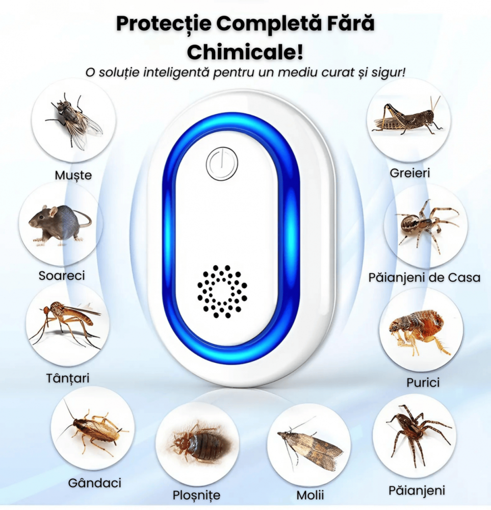 Aparat Repelent Ultrasunete HASEPE, Anti Soareci, Gandaci, Insecte si Rozatoare, Nivele Sensibilitate, Protectie 360, Dual Led, Fara Chimicale, Eficienta Maxima [5]