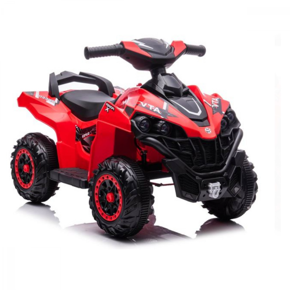 ATV electric HASEPE, scaun confortabil, cu lumini si buton de muzica, 3 km/h, 72 x 43 x 50 cm, Negru/Rosu [5]