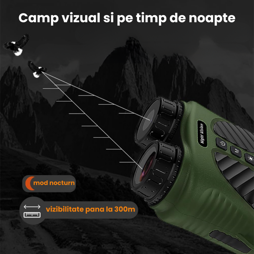 Binoclu de Noapte HASEPE, Night Vision cu Infrarosu, Zoom 8x, Ecran LCD 3", Rezolutie 40MP Foto si Video 2.5K, Vedere Clara 300m, Baterie Reincarcabila, Ideal Vanatoare, Camping, Verde [4]