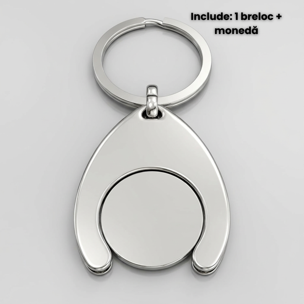 Breloc Carucior HASEPE® Metal Argintiu, Moneda Carucior Reutilizabila Pentru Supermarket, Breloc Chei Compact Si Rezistent, Moneda Carucior Universala, Breloc Carucior Portabil Pentru Cumparaturi Ziln [2]
