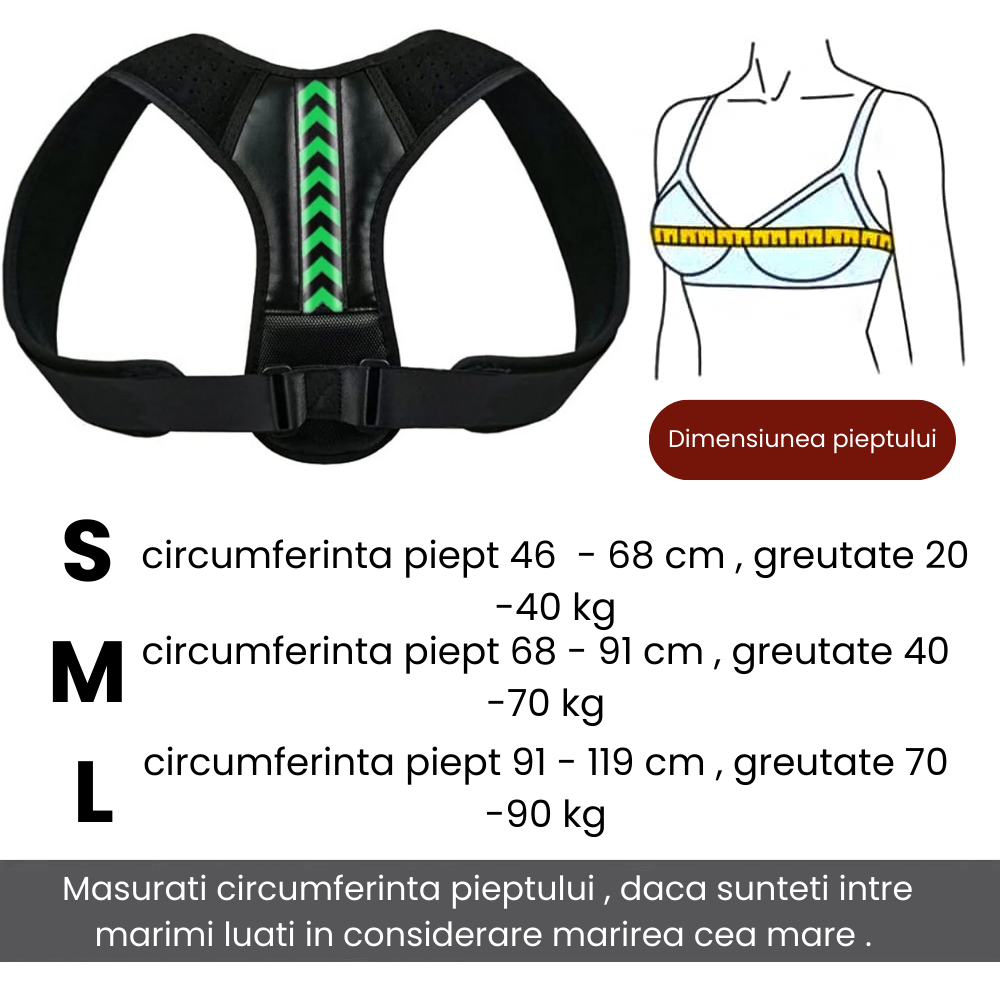 Corector De Postura Inteligent HASEPE Pentru Indreptare Spate, Coloana, Clavicula si Umeri, Centura Dubla Adjustabila, Usor De Purtat, Ham Reglabil Pentru Barbati/Femei, Marime M [10]