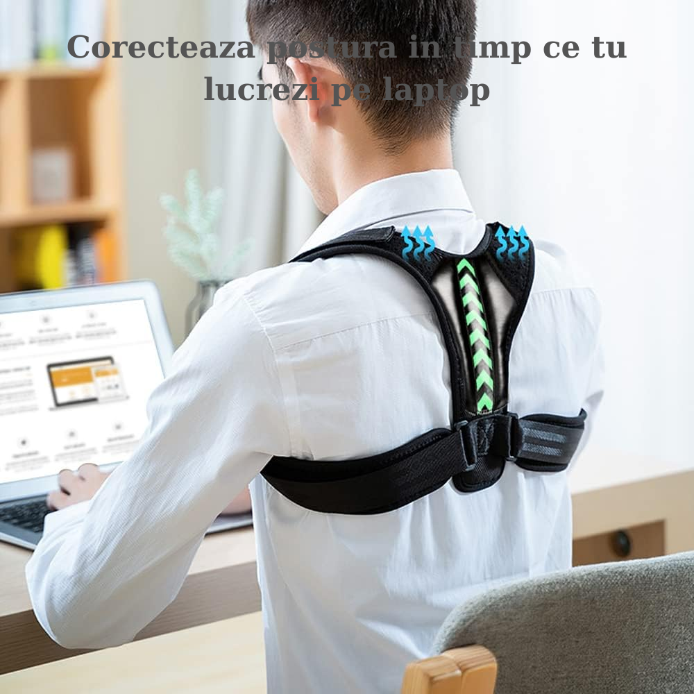 Corector De Postura Inteligent HASEPE Pentru Indreptare Spate, Coloana, Clavicula si Umeri, Centura Dubla Adjustabila, Usor De Purtat, Ham Reglabil Pentru Barbati/Femei, Marime M [6]