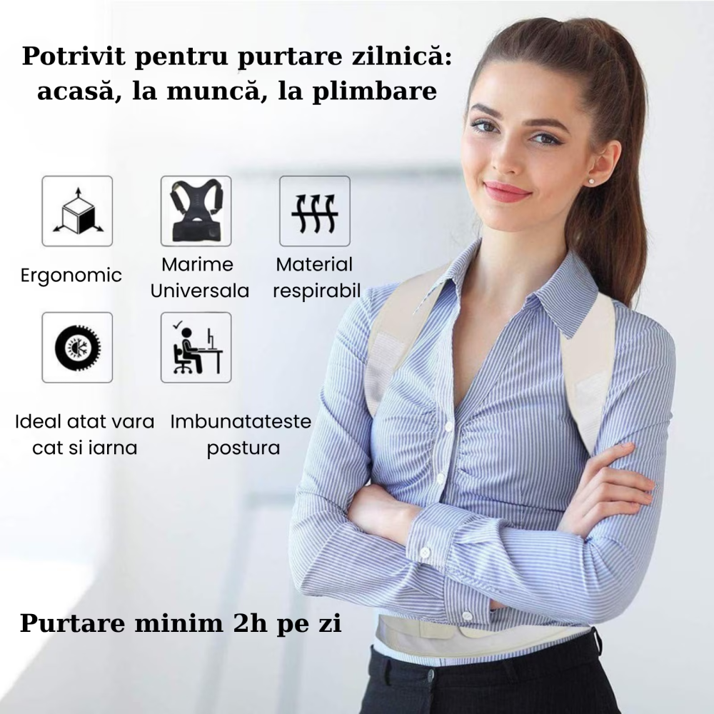 Corector postura HASEPE, centura REGLABILA pentru spate si corectie postura, sustine CIFoZA, LORDOZA, SCOLIOZA si HERNIE de DISC, ajuta la aliniere COLOANA si UMERI, centura LOMBARA ortopedica UNISEX  [5]