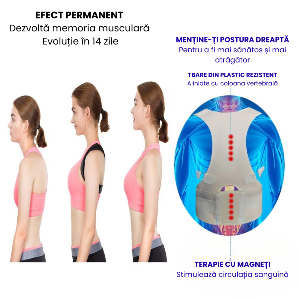 Corector postura HASEPE, centura REGLABILA pentru spate si corectie postura, sustine CIFoZA, LORDOZA, SCOLIOZA si HERNIE de DISC, ajuta la aliniere COLOANA si UMERI, centura LOMBARA ortopedica UNISEX  [6]