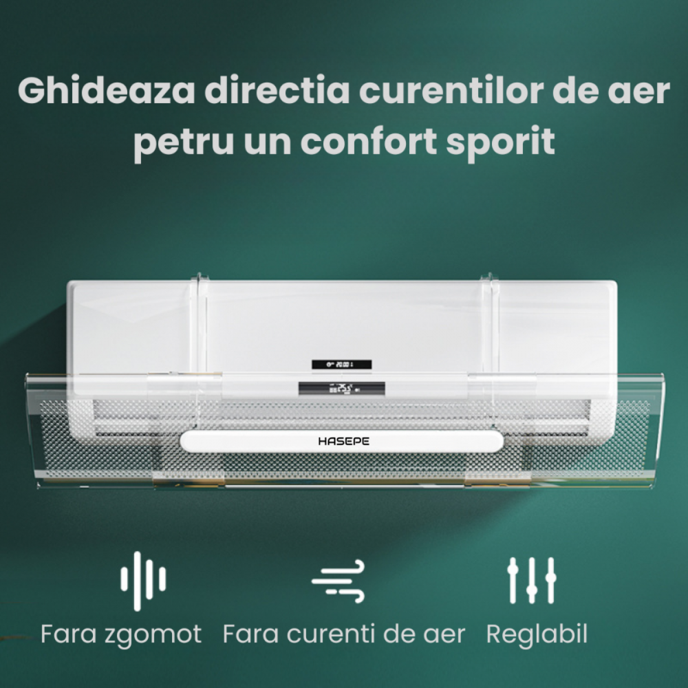 Deflector Aer Conditionat HASEPE, Reglabil 53–95 cm, Transparent, Protectie impotriva Curentului de Aer, Montaj Fara Gaurire, Universal [4]