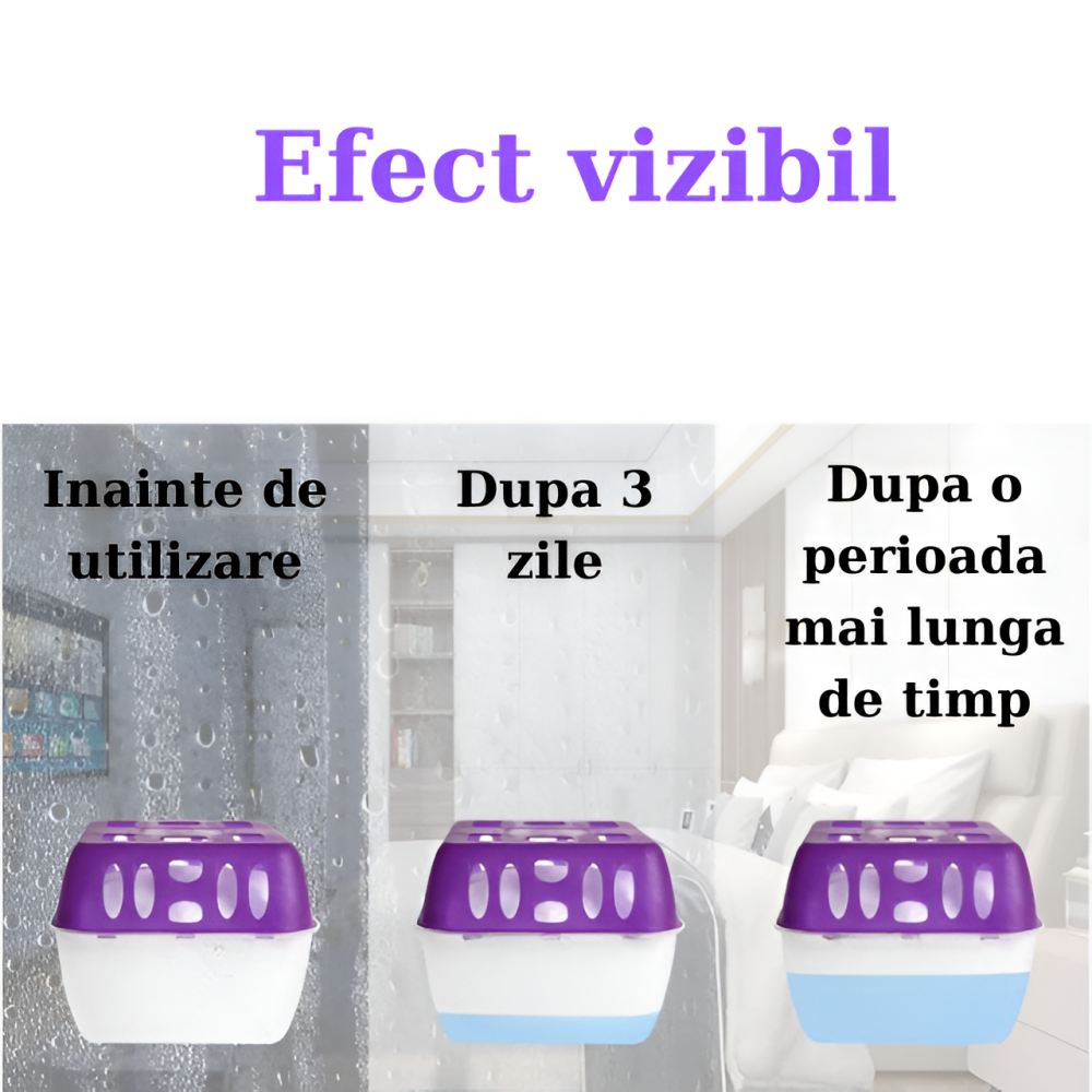 Dezumidificator pasiv HASEPE® cu parfum discret de lavanda, 2 rezerve incluse, 400 g, potrivit pentru spatii de pana la 35 m², rulote si autorulote [3]
