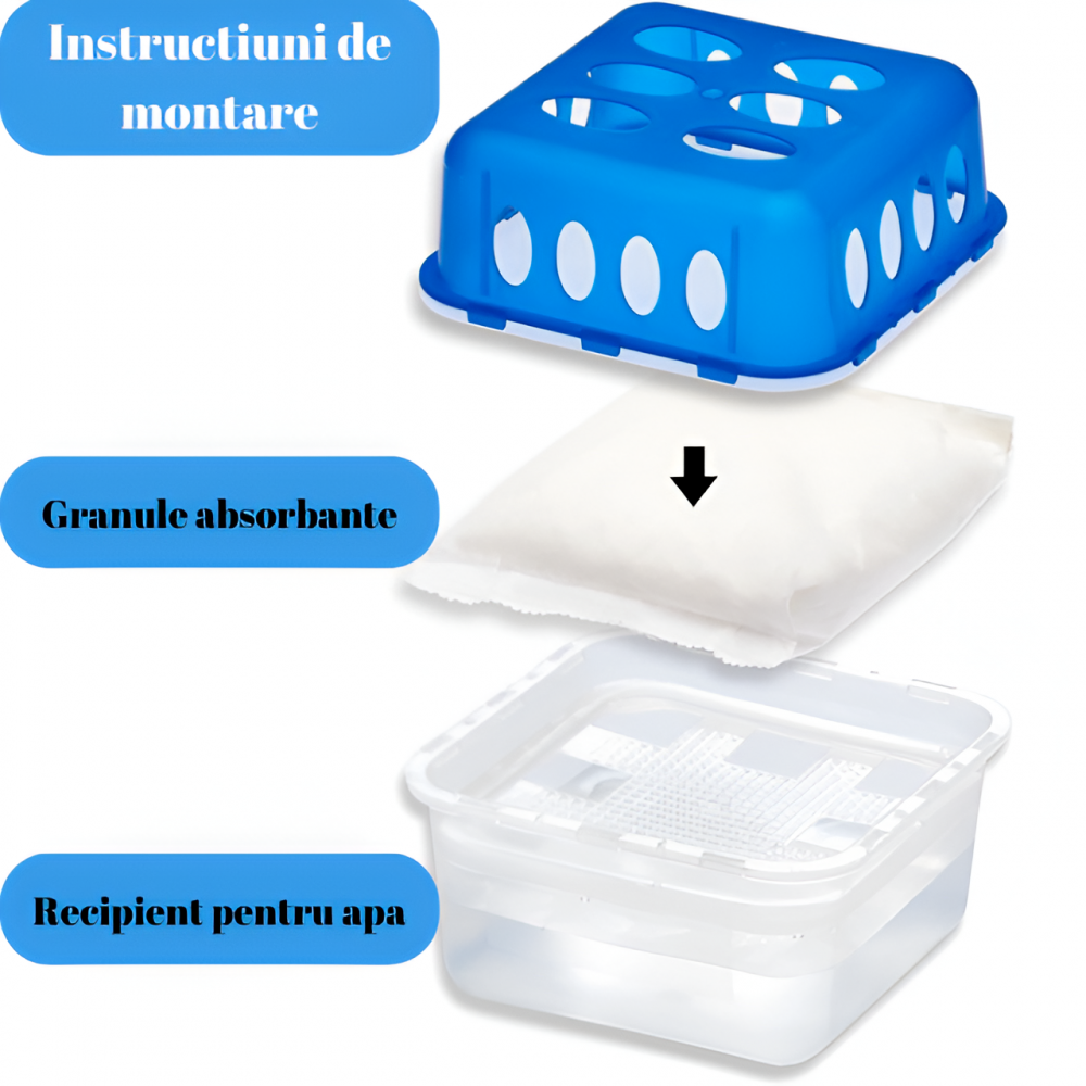 Dezumidificator Pasiv HASEPE, 2 Rezerve Incluse, 400 g, Parfum Vanilie, Fara Energie, Pentru Spatii Pana la 35 m², Bai, Dulapuri, Rulote si Autorulote [4]