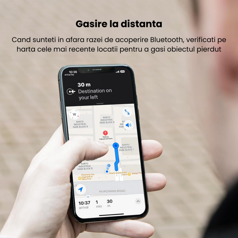 Dispozitiv anti-pierdere HASEPE, Smart Tag cu alarma, compatibil cu iOs Find My, cu localizare in timp real, pentru copii, animale, adulti, GPS, ABS, prin Bluetooth, pentru chei, bagaje, Alb [3]