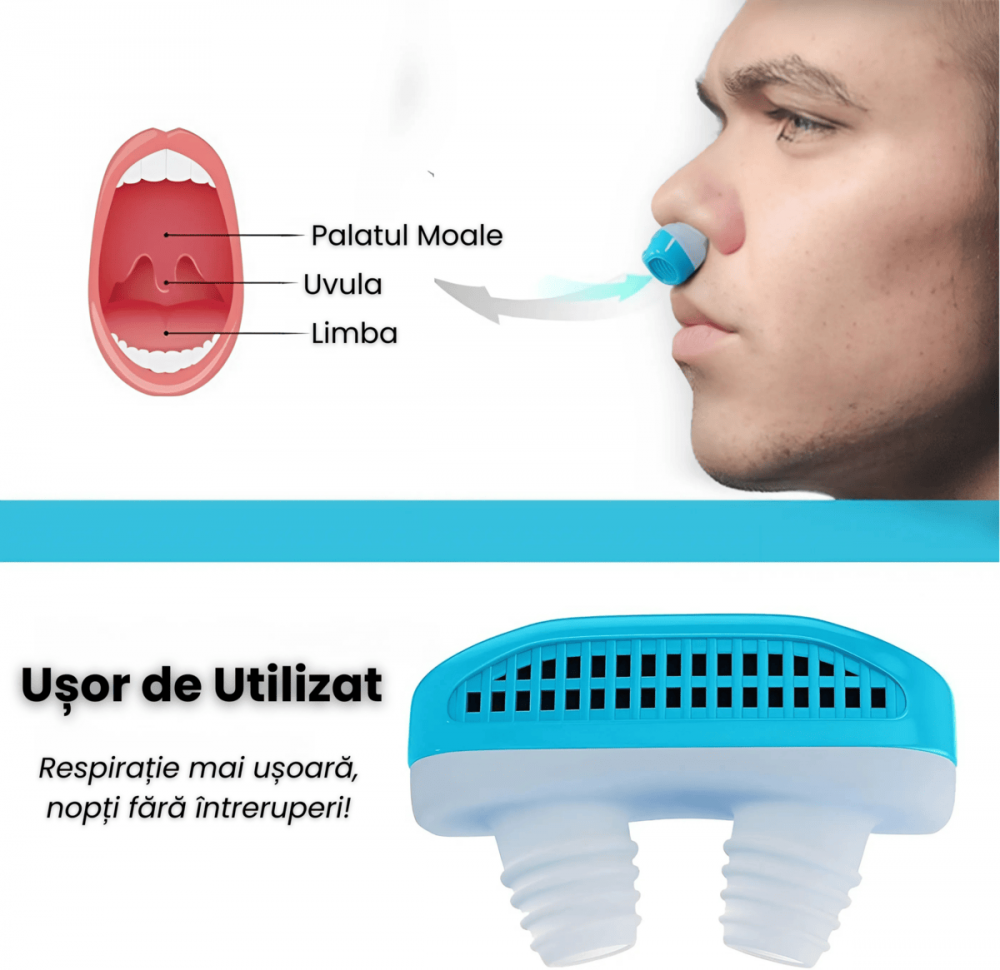 Dispozitiv Anti Sforait HASEPE, Moale si Confortabil, Usor de Utilizat si Curatat, Pentru Barbati si Femei, Imbunatateste Respiratia si Calitatea Somnului, Albastru [7]