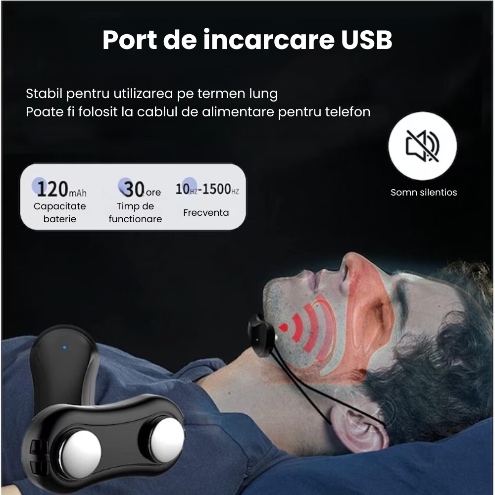 Dispozitiv Inteligent Anti-Sforait Portabil HASEPE, Tehnologie EMS cu Incarcare USB, Detecteaza si Regleaza Automat Sforaitul pentru Somn Confortabil si Odihnitor [4]