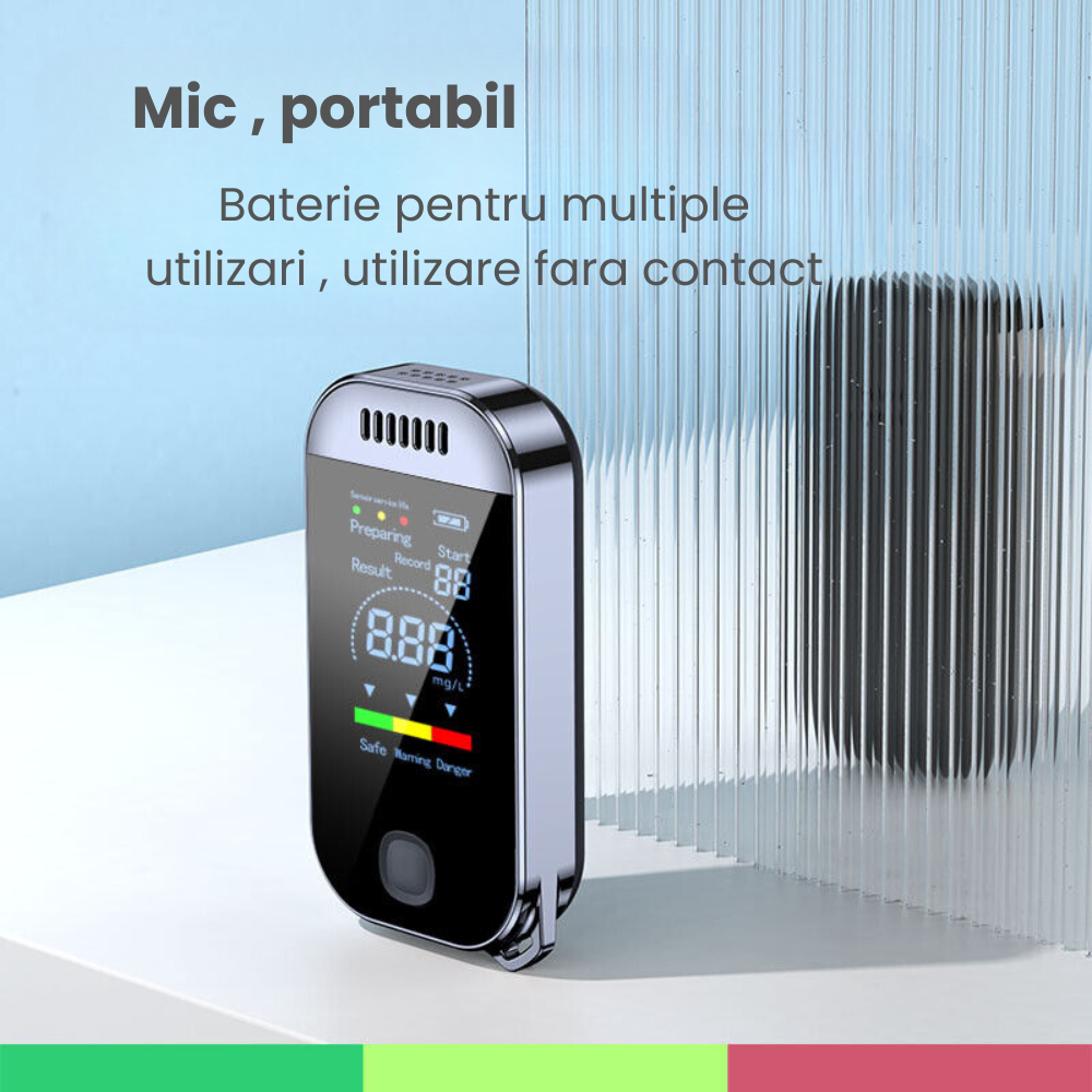 Etilotest Digital HASEPE Non-Contact, Afisaj Color LCD, Memorie 50 Teste, Calibrare Automata, Recunoastere Suflat Fals, Incarcare USB-C, Portabil [10]