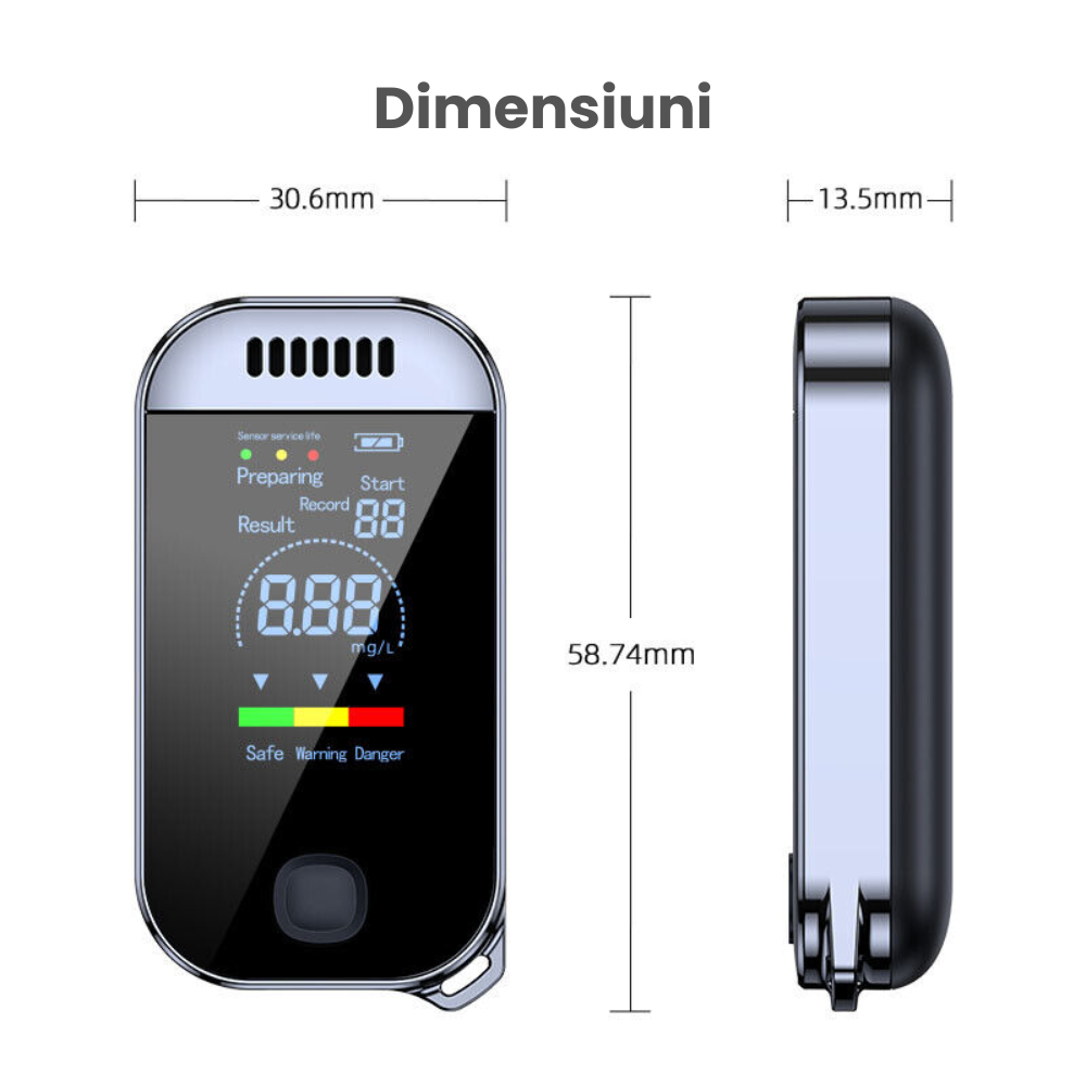 Etilotest Digital HASEPE Non-Contact, Afisaj Color LCD, Memorie 50 Teste, Calibrare Automata, Recunoastere Suflat Fals, Incarcare USB-C, Portabil [6]