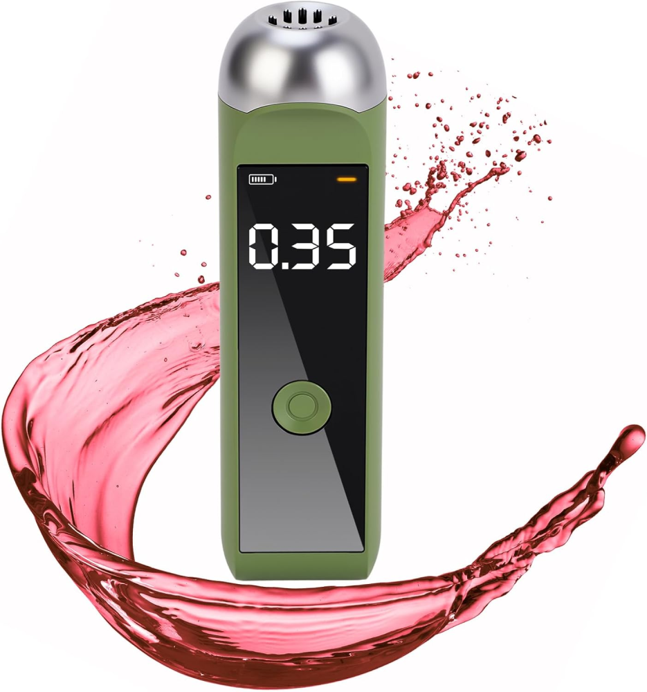 Etilotest Non-Contact HASEPE, Alcool Tester Portabil Digital, Testare Rapida Multipla, Autonomie 7 Zile, Display LCD Iluminat, Incarcare USB-C, Verde Compact [1]
