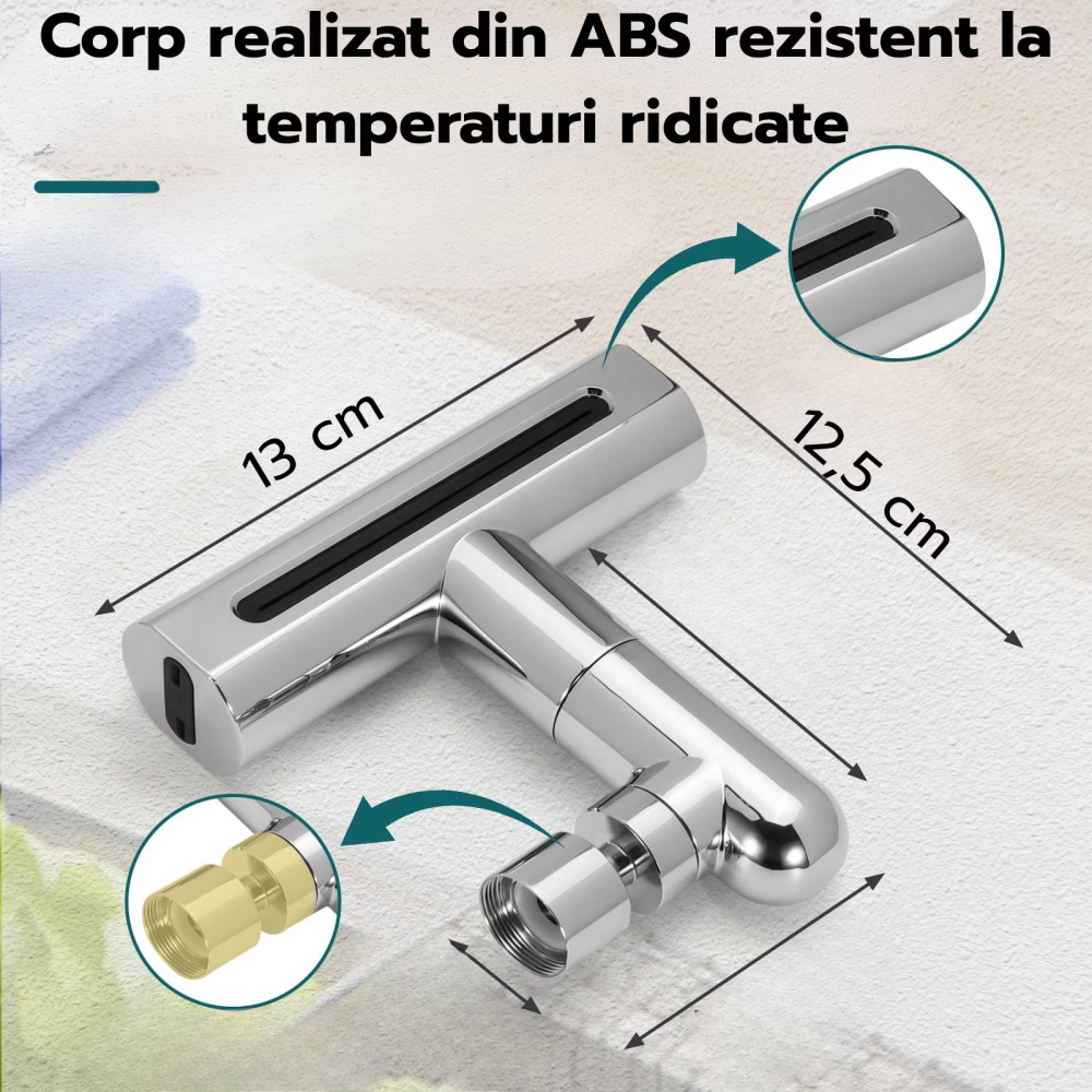 Extensie pentru ROBINET HASEPE, adaptor ROTATIV 360° cu 4 FUNCTII pulverizare si JET REGLABIL, adaptor UNIVERSAL pentru BUCATARIE sau BAIE, extensie baterie pivotanta, economizor APA, accesoriu SANITA [11]