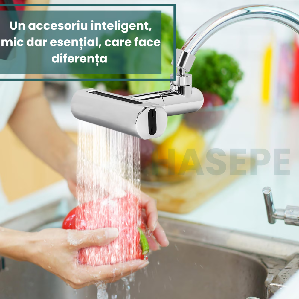 Extensie pentru ROBINET HASEPE, adaptor ROTATIV 360° cu 4 FUNCTII pulverizare si JET REGLABIL, adaptor UNIVERSAL pentru BUCATARIE sau BAIE, extensie baterie pivotanta, economizor APA, accesoriu SANITA [3]
