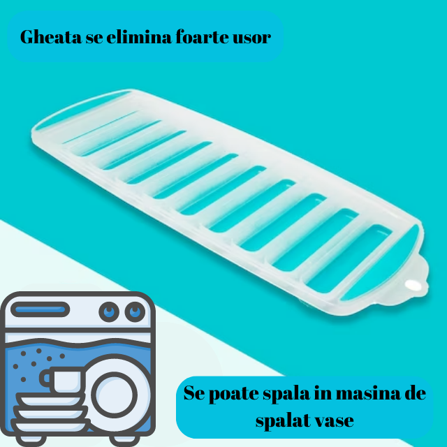 Forma pentru gheata, forme tip stick pentru sticle, realizat din plastic si silicon pentru a putea fi scoase usor, 10 compartimente [5]