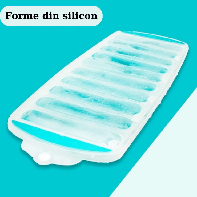 Forma pentru gheata, forme tip stick pentru sticle, realizat din plastic si silicon pentru a putea fi scoase usor, 10 compartimente [2]