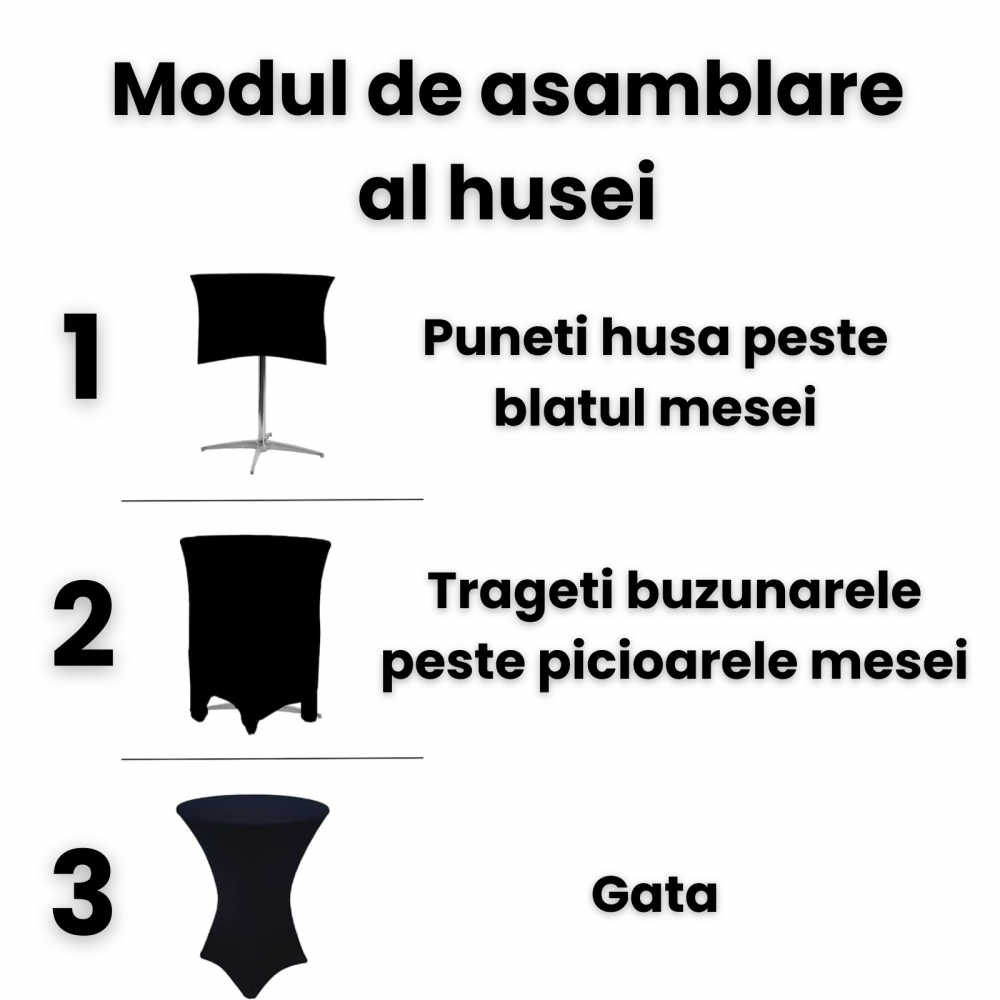 Husa Masa Evenimente HASEPE, Husa Elastica, Fata de Masa Elastica Pentru Masa Cocktail, D 75-85 cm, H 110-120 cm, Alb [5]