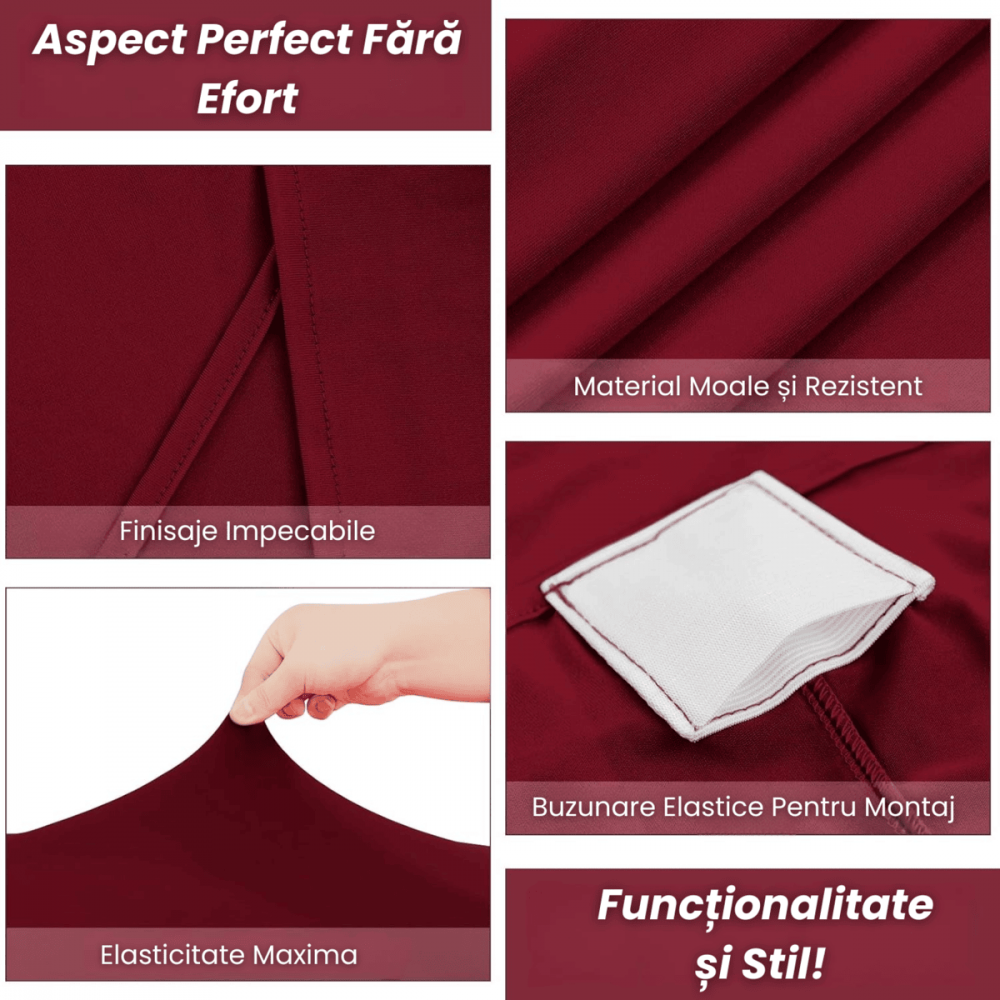 Husa Masa Cocktail HASEPE, Husa Elastica Pentru Evenimente, Fata de Masa Protectie si Decor, Diametru 75-85 cm, Inaltime 110-120 cm, Rosu [3]