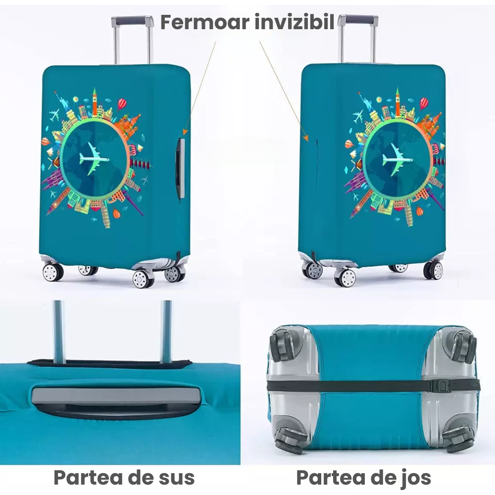 Husa Troler HASEPE Model Avion, Husa Elastica Protectie Valiza, Inchidere Velcro, Marimea M, Multicolor [4]