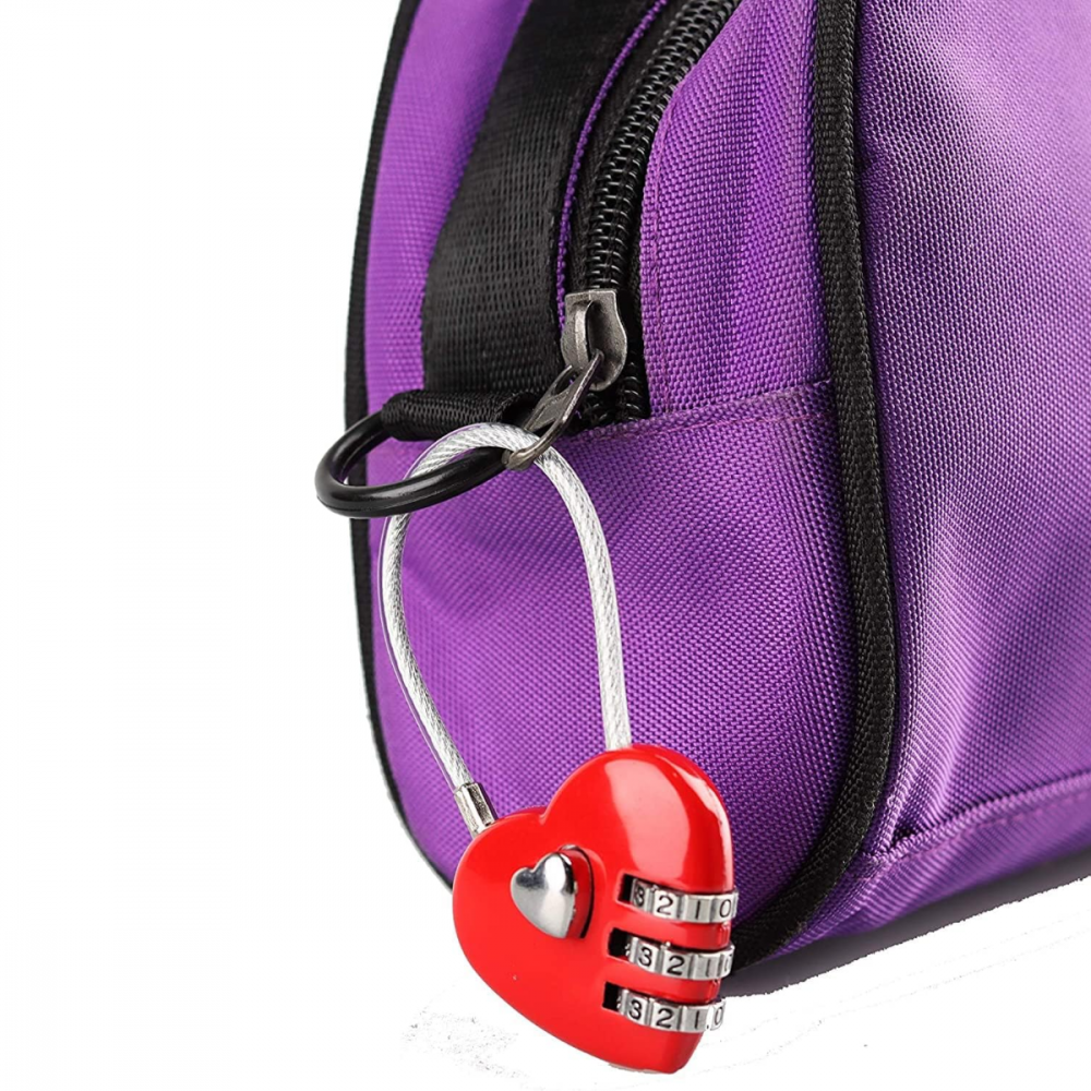 Lacat cu cifru HASEPE, 3 cifre cu combinatie de cod pentru troler, genti, valiza, rucsac, cutii de biijuterii, metalic, rosu [5]
