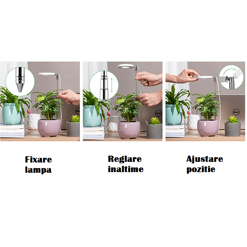 Lampa pentru cresterea plantelor, spectrum complet, inaltime reglabila, timer automat, intensitate lumina reglabila, conectare USB [3]