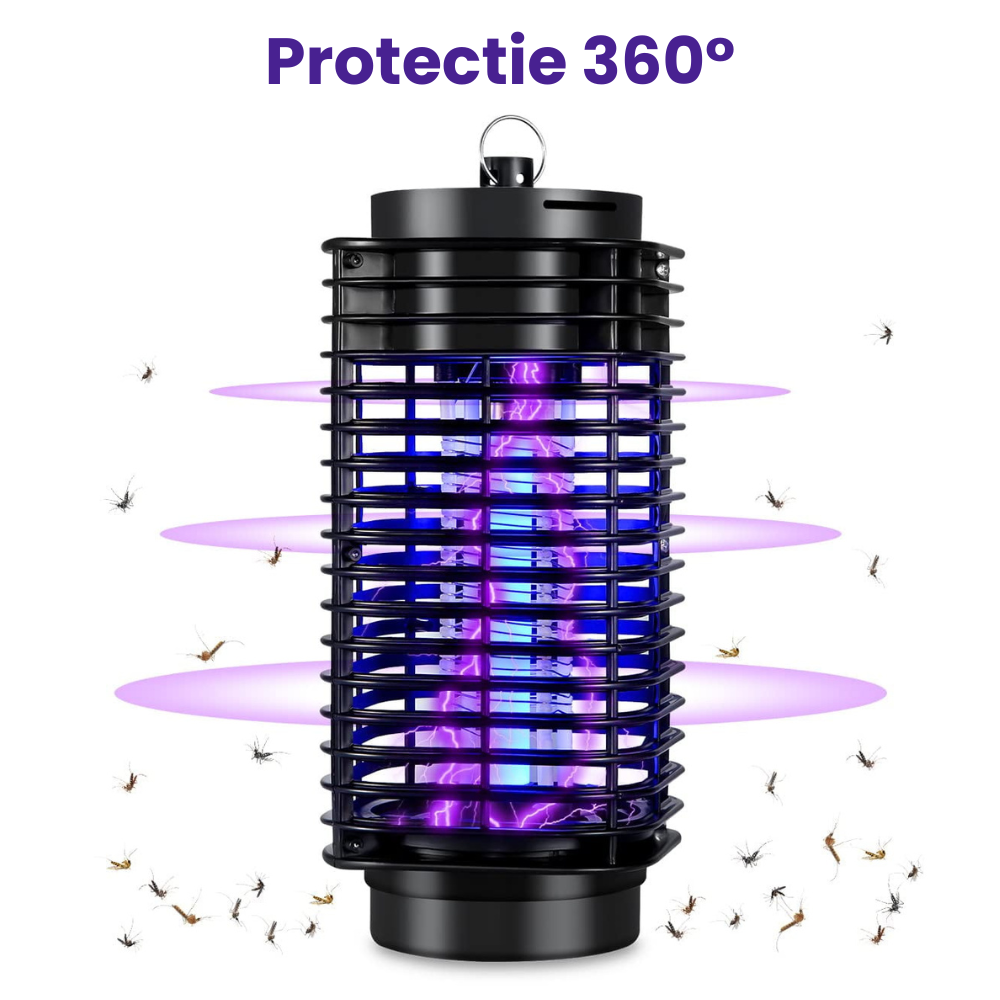 Lampa UV anti insecte HASEPE, aparat anti tantari, muste, musculite, silentioasa,capcana electrica impotriva insectelor, cu radiatie 360° pentru interior sau exterior, consum redus, negru, 11x25cm [6]