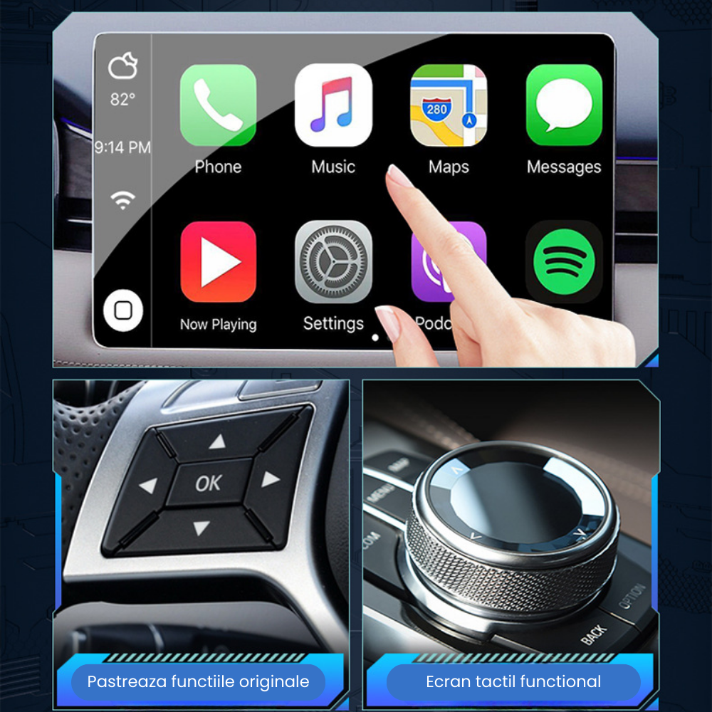 Modulator CarPlay Wireless si Android Auto Wireless HASEPE2, Adaptor Auto Multifunctional, USB Plug & Play, Reconectare Automata, Compatibil iPhone si Android, Design Compact, Negru [2]