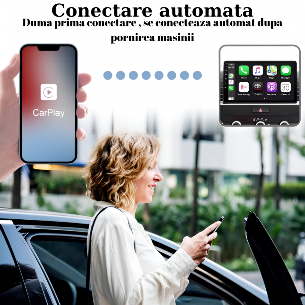 Modulator CarPlay Wireless HASEPE, USB/USB-C, Reconectare Automata, Siri, GPS Online, Muzica si Mesaje, Compatibil iOS 10+, Conexiune WiFi 5GHz, Design Compact Negru [4]
