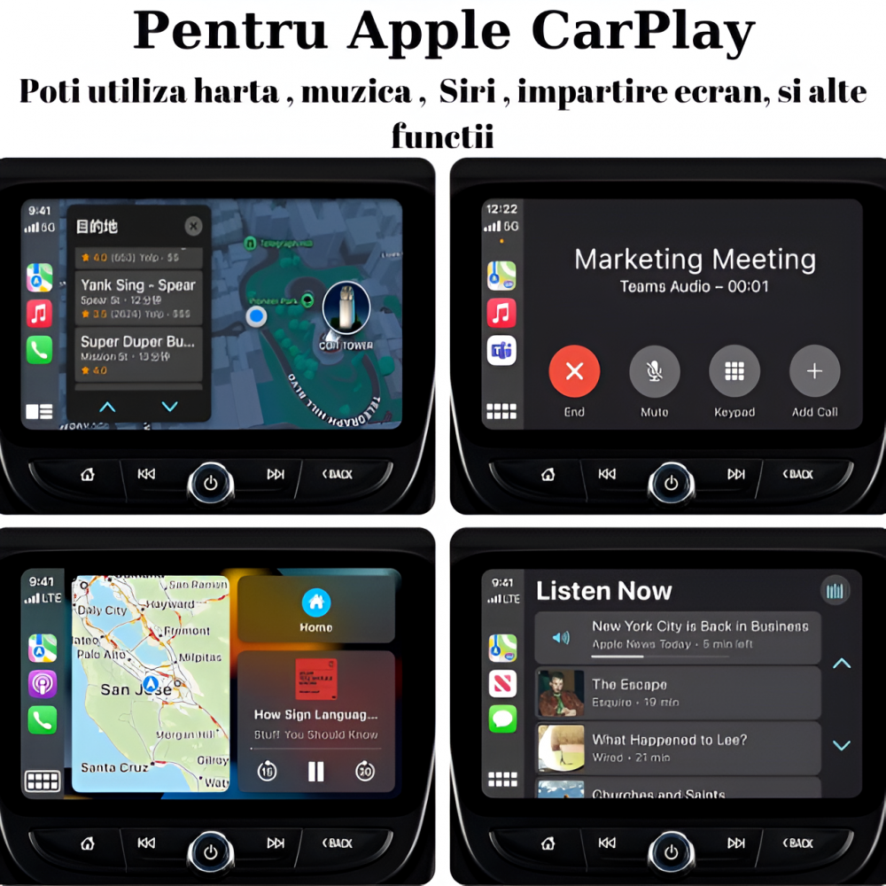 Modulator CarPlay Wireless HASEPE, USB/USB-C, Reconectare Automata, Siri, GPS Online, Muzica si Mesaje, Compatibil iOS 10+, Conexiune WiFi 5GHz, Design Compact Negru [3]