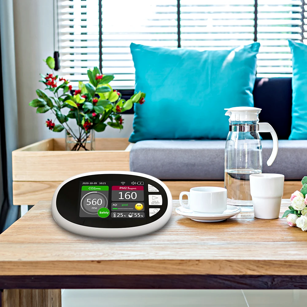 Monitor portabil masurare calitate aer, ecran LCD 3,5 inch, detector CO2 dioxid de carbon, concentratie poluanti PM1,0, PM2,5, temperatura si umiditate, istoric inregistrari, tip grafic Alb [3]