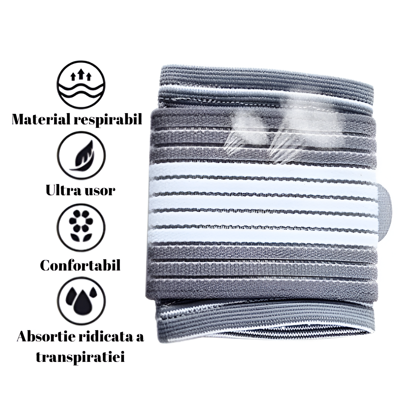 Orteza Mana HASEPE, Banda Ajustabila cu Velcro, Suport pentru Incheietura, Unisex, Marime Universala, Compatibila Mana Stanga si Dreapta, Confort Zilnic si Sport, Gri/Alb [6]