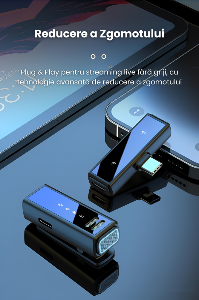 Pachet Creator Continut HASEPE, 2 Microfoane Lavaliera Wireless cu Reducere Zgomot DSP + Trepied Telescopic 180cm cu Telecomanda Bluetooth, Pentru Vlog, Live, Podcast [3]