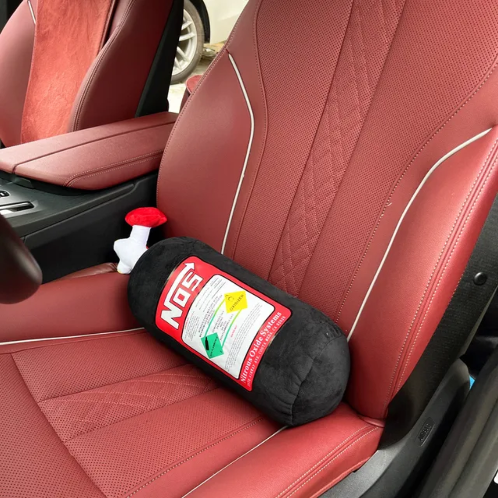 Perna Auto pentru Gat HASEPE, Moale din Plus, Design Butelie NOS, Universala pentru Calatorii, Tetiera sau Cotiera, Accesoriu Confortabil si Elegant pentru Masina, Dimensiuni 29x11 cm, Negru [4]