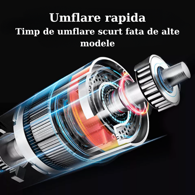 Pompa Aer Auto Electrica HASEPE, Compresor Portabil 150 PSI (10.3 bar), Afisaj Digital LCD, Lanterna LED, Baterie 4500 mAh, Reincarcare USB-C sau la Bricheta, Oprire Automata, 4 Moduri Umflare, Negru [5]