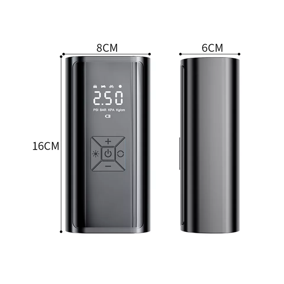 Pompa Aer Auto Electrica HASEPE, Compresor Portabil 150 PSI (10.3 bar), Afisaj Digital LCD, Lanterna LED, Baterie 4500 mAh, Reincarcare USB-C sau la Bricheta, Oprire Automata, 4 Moduri Umflare, Negru [2]