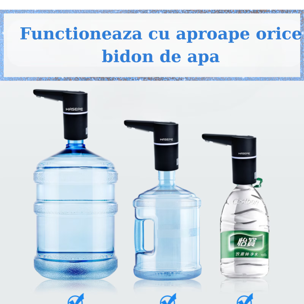Pompa electrica apa pentru bidon HASEPE, Dozator electric apa si Aparat portabil, Incarcare USB, Baterie 1200 mAh, Lumina LED, Umplere rapida, Compatibil cu bidoane 5L/10L/15L, Silicon PP Rezistent, D [11]