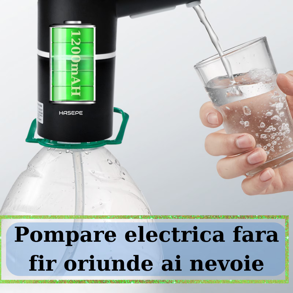 Pompa electrica apa pentru bidon HASEPE, Dozator electric apa si Aparat portabil, Incarcare USB, Baterie 1200 mAh, Lumina LED, Umplere rapida, Compatibil cu bidoane 5L/10L/15L, Silicon PP Rezistent, D [3]