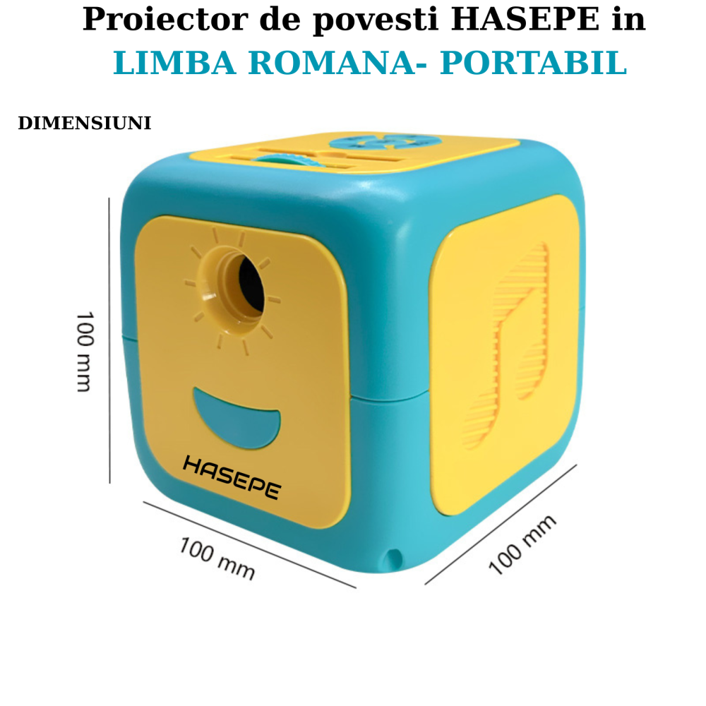 Proiector Povesti HASEPE® Cu Narare In Limba Romana, Proiector Povesti Cu 8 Discuri Si 8 Melodii Leagan, Lampa Veghe Copii, Cub Proiector Povesti Pentru Tavan Sau Perete, Joc Educativ Interactiv [12]