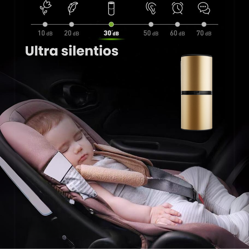 Purificator aer auto portabil HASEPE, Ionizare negativa, fara consumabile, elimina mirosurile, polenul, fumul, praful, acoperire 10m3, USB C, Auriu [3]